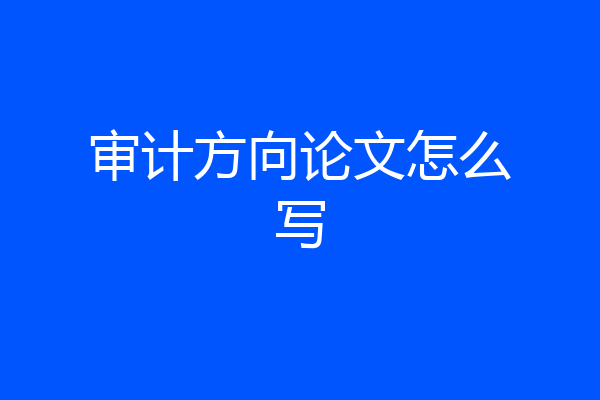 审计方向论文怎么写