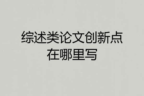 综述类论文创新点在哪里写