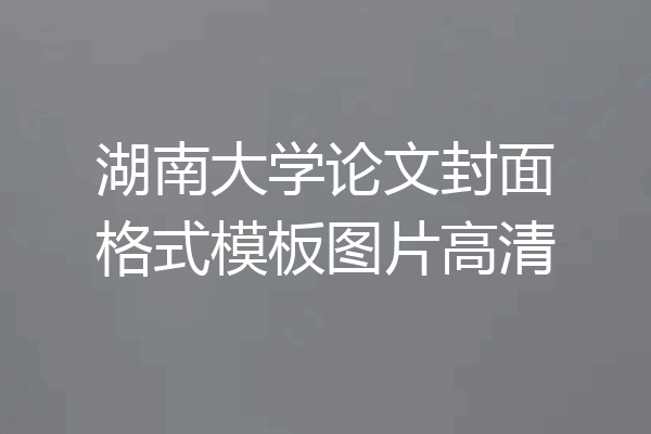 湖南大学论文封面格式模板图片高清