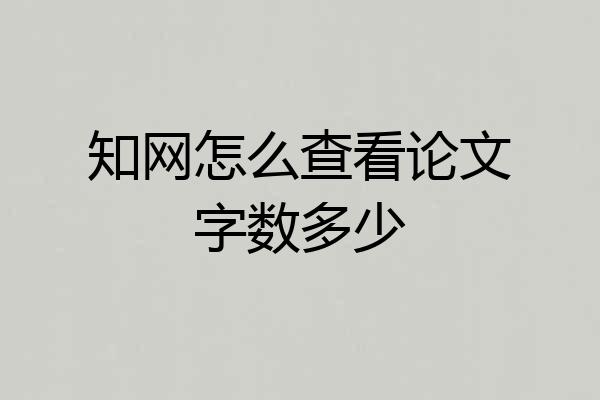 知网怎么查看论文字数多少