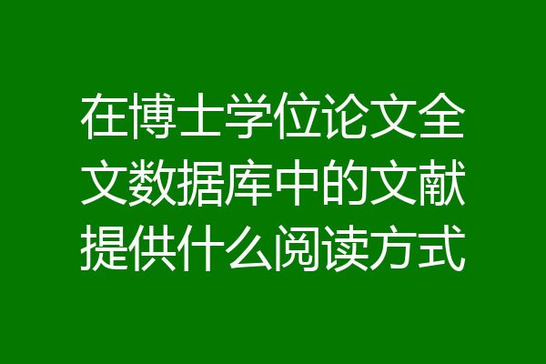 在博士学位论文全文数据库中的文献提供什么阅读方式