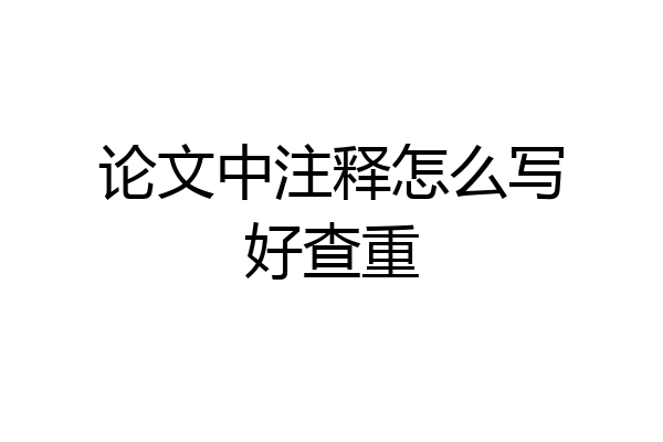 论文中注释怎么写好查重