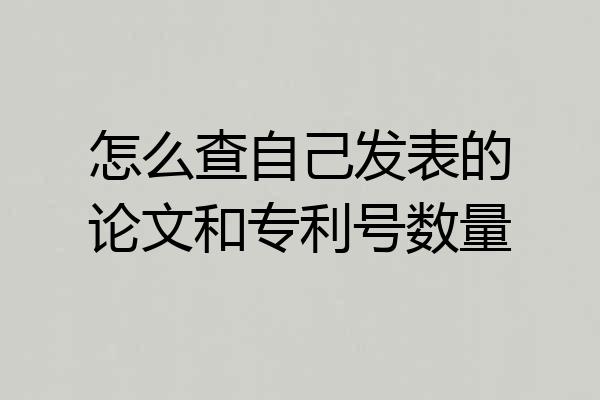 怎么查自己发表的论文和专利号数量