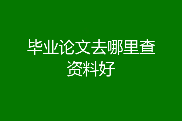 毕业论文去哪里查资料好