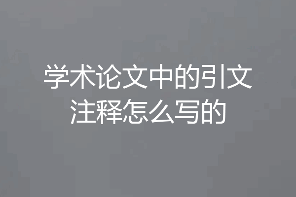 学术论文中的引文注释怎么写的