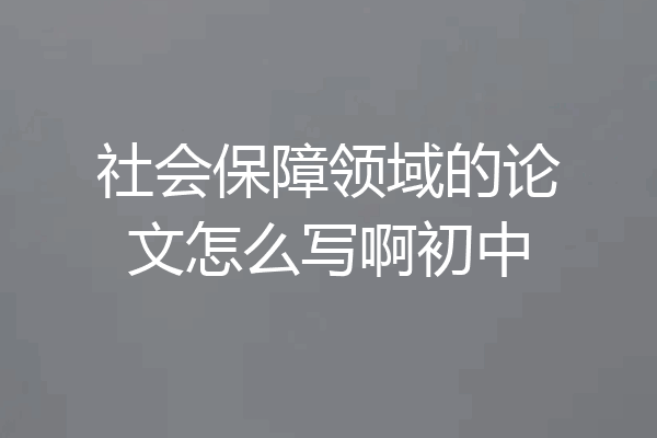 社会保障领域的论文怎么写啊初中