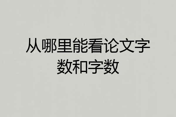 从哪里能看论文字数和字数