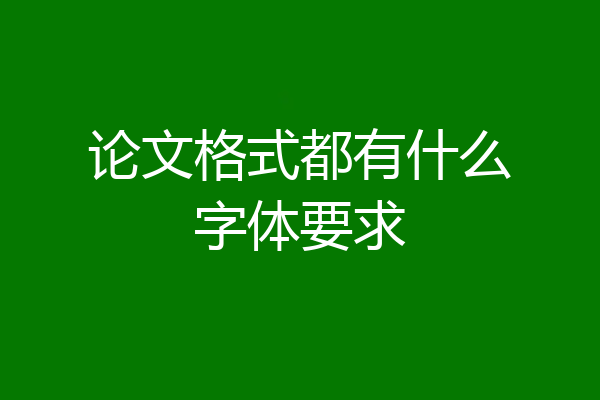 论文格式都有什么字体要求
