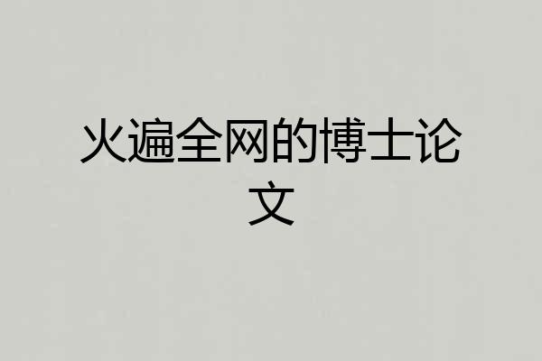 火遍全网的博士论文