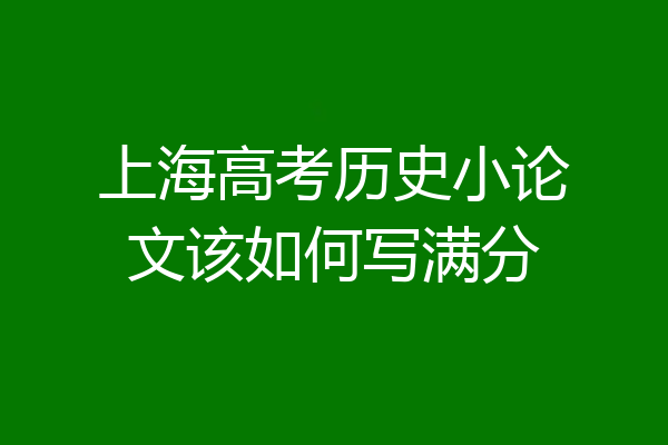 上海高考历史小论文该如何写满分
