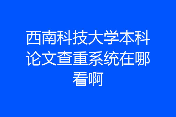 西南科技大学本科论文查重系统在哪看啊