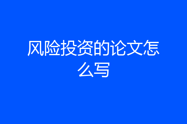 风险投资的论文怎么写