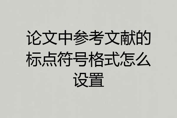 论文中参考文献的标点符号格式怎么设置