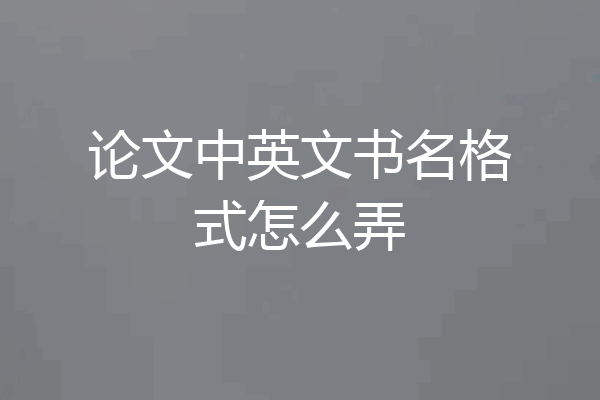 论文中英文书名格式怎么弄