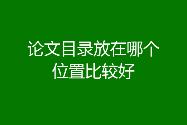 论文目录放在哪个位置比较好