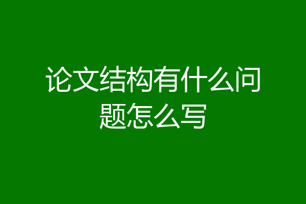 论文结构有什么问题怎么写