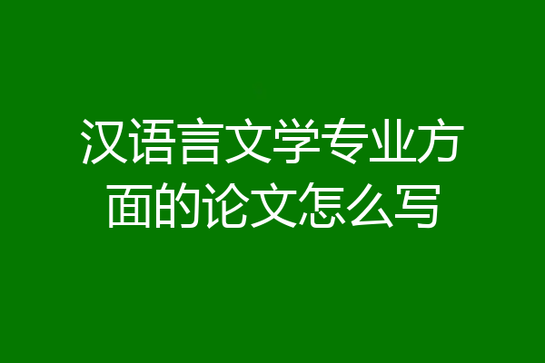 汉语言文学专业方面的论文怎么写