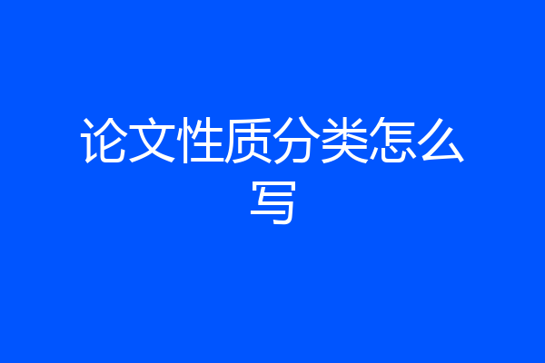论文性质分类怎么写