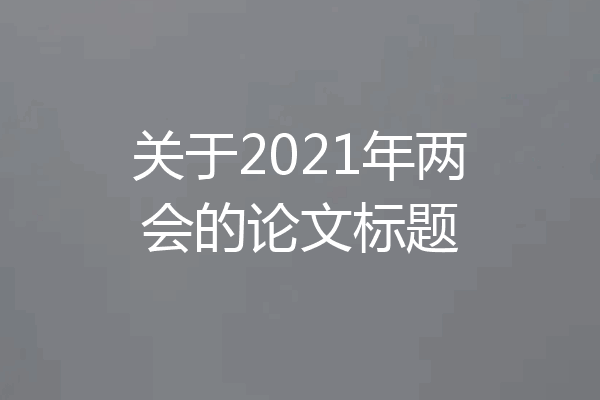关于2021年两会的论文标题