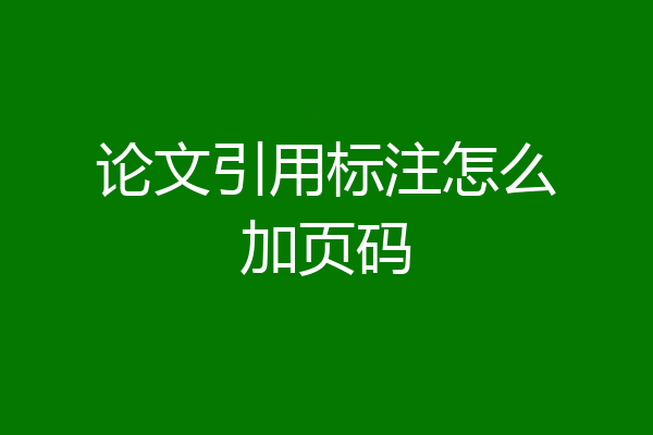 论文引用标注怎么加页码