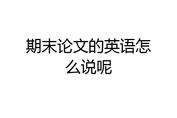期末论文的英语怎么说呢