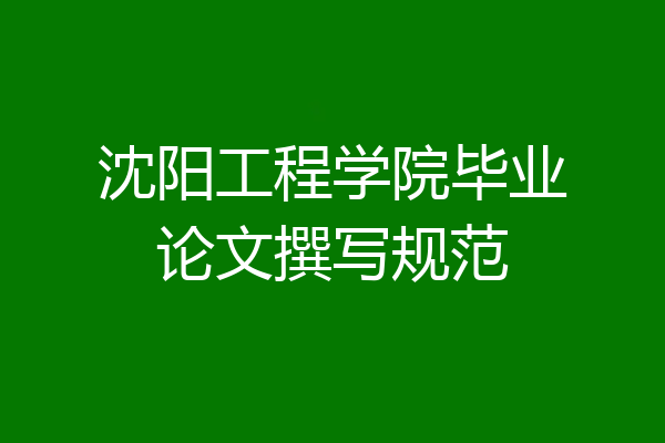 沈阳工程学院毕业论文撰写规范