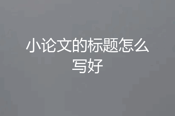 小论文的标题怎么写好