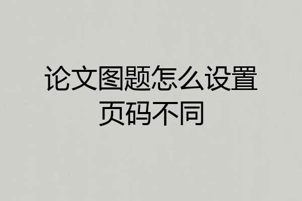 论文图题怎么设置页码不同