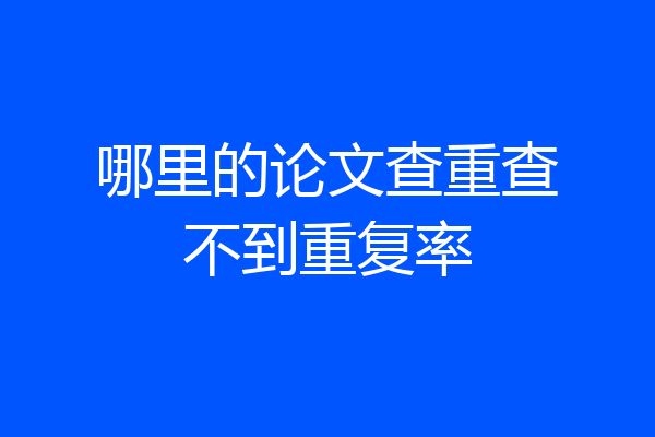 哪里的论文查重查不到重复率