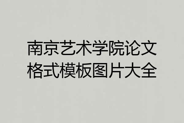南京艺术学院论文格式模板图片大全