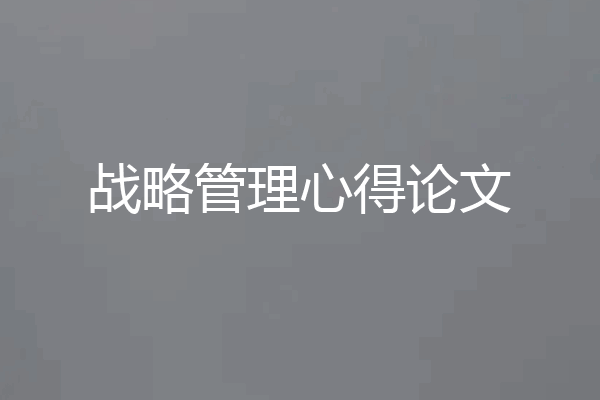 战略管理心得论文