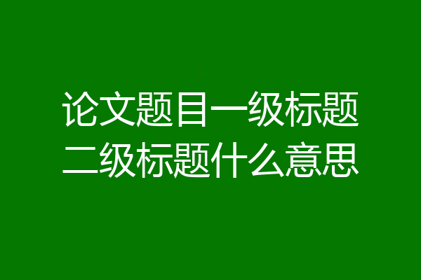 论文题目一级标题二级标题什么意思