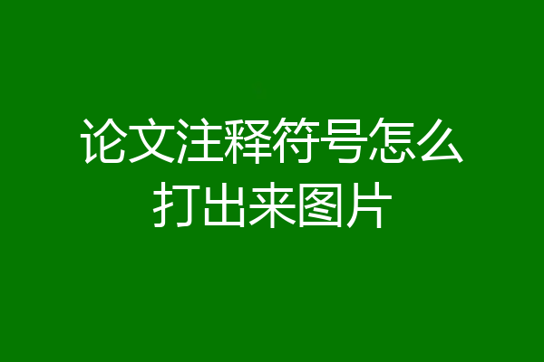 论文注释符号怎么打出来图片