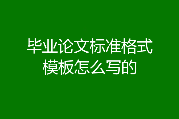 毕业论文标准格式模板怎么写的