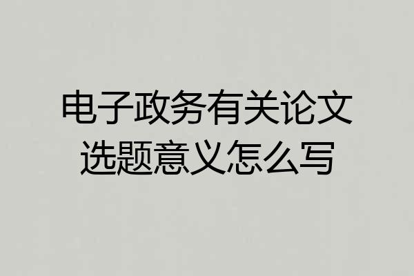 电子政务有关论文选题意义怎么写