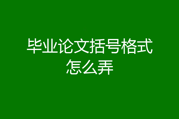 毕业论文括号格式怎么弄