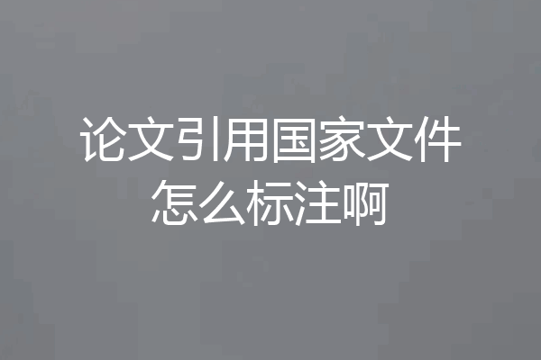 论文引用国家文件怎么标注啊