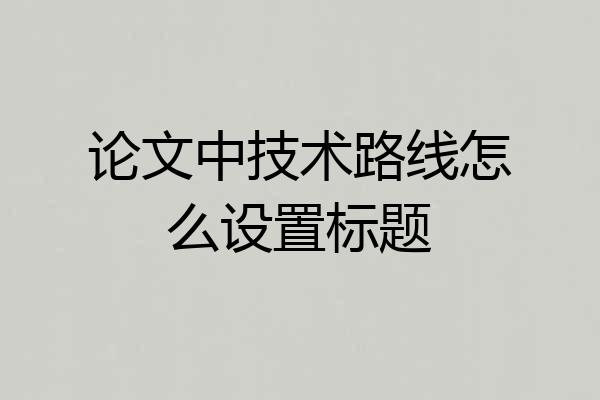论文中技术路线怎么设置标题