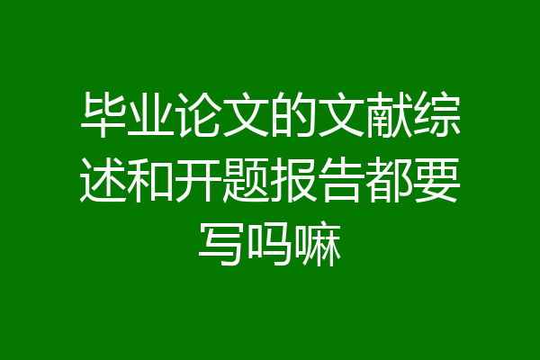 毕业论文的文献综述和开题报告都要写吗嘛