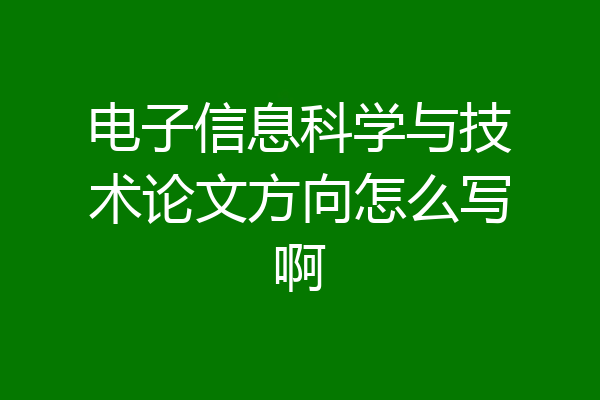 电子信息科学与技术论文方向怎么写啊
