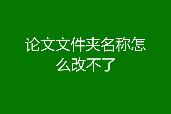 论文文件夹名称怎么改不了