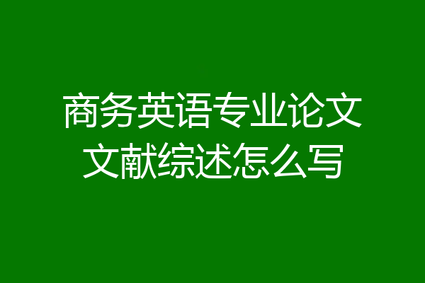 商务英语专业论文文献综述怎么写