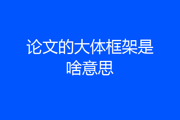 论文的大体框架是啥意思
