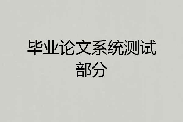 毕业论文系统测试部分