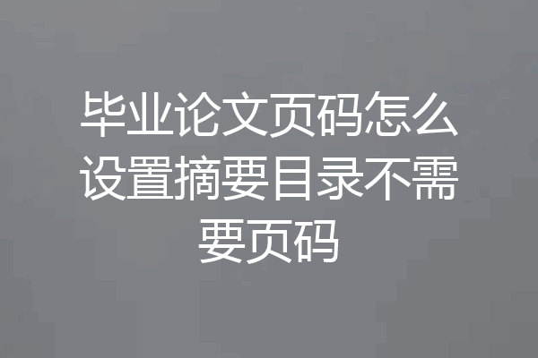 毕业论文页码怎么设置摘要目录不需要页码