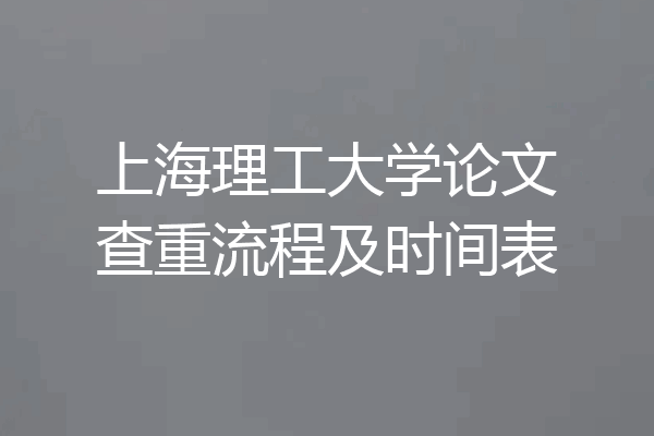 上海理工大学论文查重流程及时间表