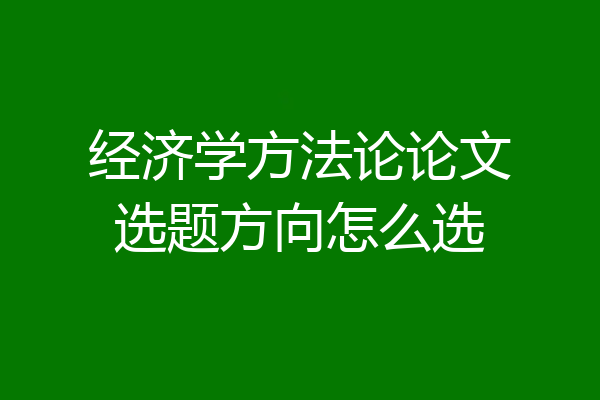 经济学方法论论文选题方向怎么选