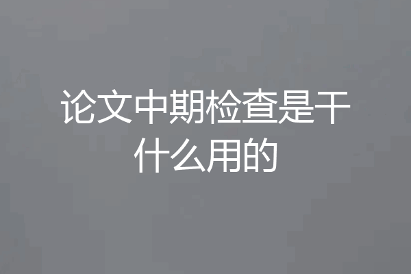 论文中期检查是干什么用的