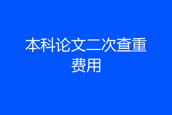 本科论文二次查重费用