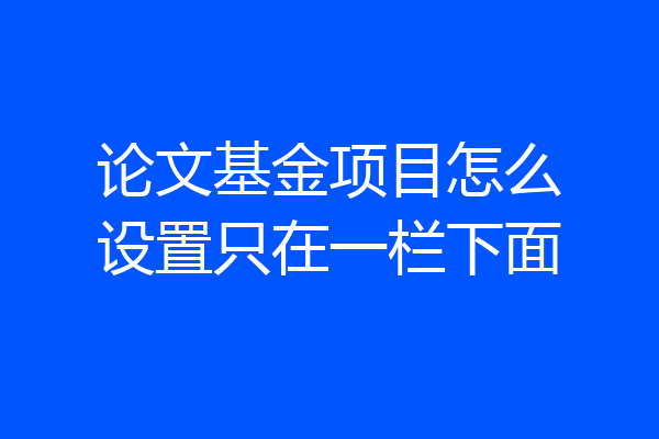 论文基金项目怎么设置只在一栏下面